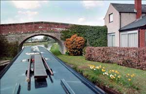 Narrowboat. Bridge 69 at Frankton Junction