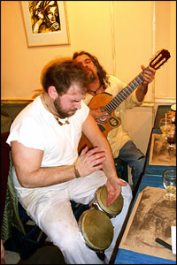 Claudio Gonzalez, pizza and bongos