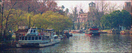 Boats on a delta waterway in Tigre.