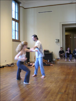 Willie dancing with Christianne of Yves Choquette's L'Instant Danse improvisational dance company.