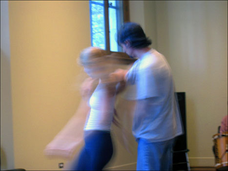Willie dancing with Christianne of Yves Choquette's L'Instant Danse improvisational dance company.