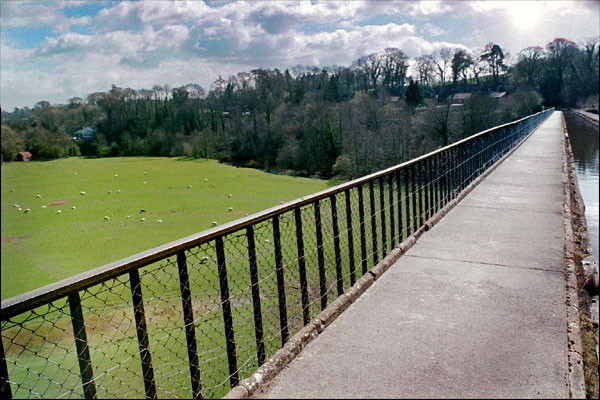 Narrowboat. The view from Chirk Aqueduct 