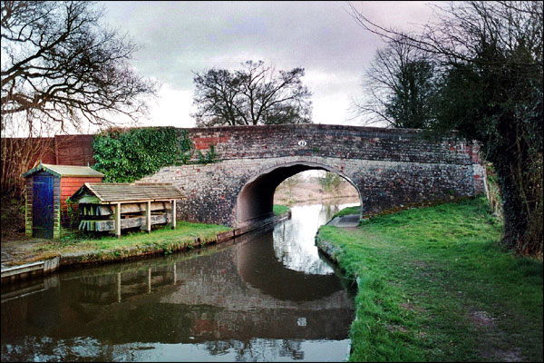Narrowboat. Bridge 53 at Lyneal Wharf.