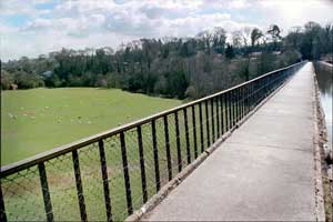 Narrowboat. The view from Chirk Aqueduct 