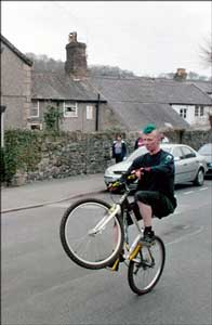 Wheelie, Llangollen, green hair
