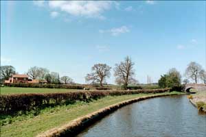 Narrowboat. Shropshire arched bridge