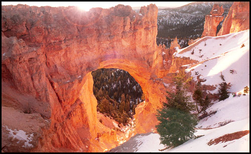 Natural bridge, sunrise, Bryce Canyon National Park