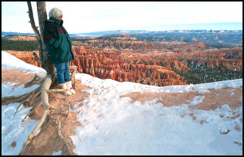 Paula on edge, Bryce Canyon National Park