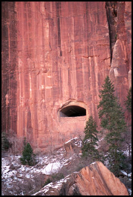 Zion National Park--probably the highlight of our trip.&nbsp; You are looking at one of two windows cut in solid rock at right angles to a mile-long tunnel that is cut through the mountain that you have to drive through to get into the park.