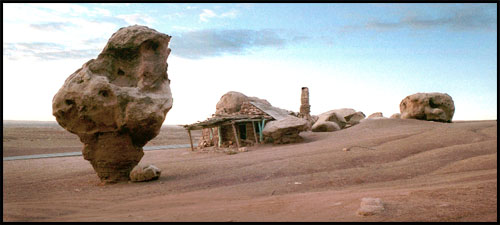 This little shack in the lee of a balanced rock was an early attempt to establish a lodge out in the middle of nowhere